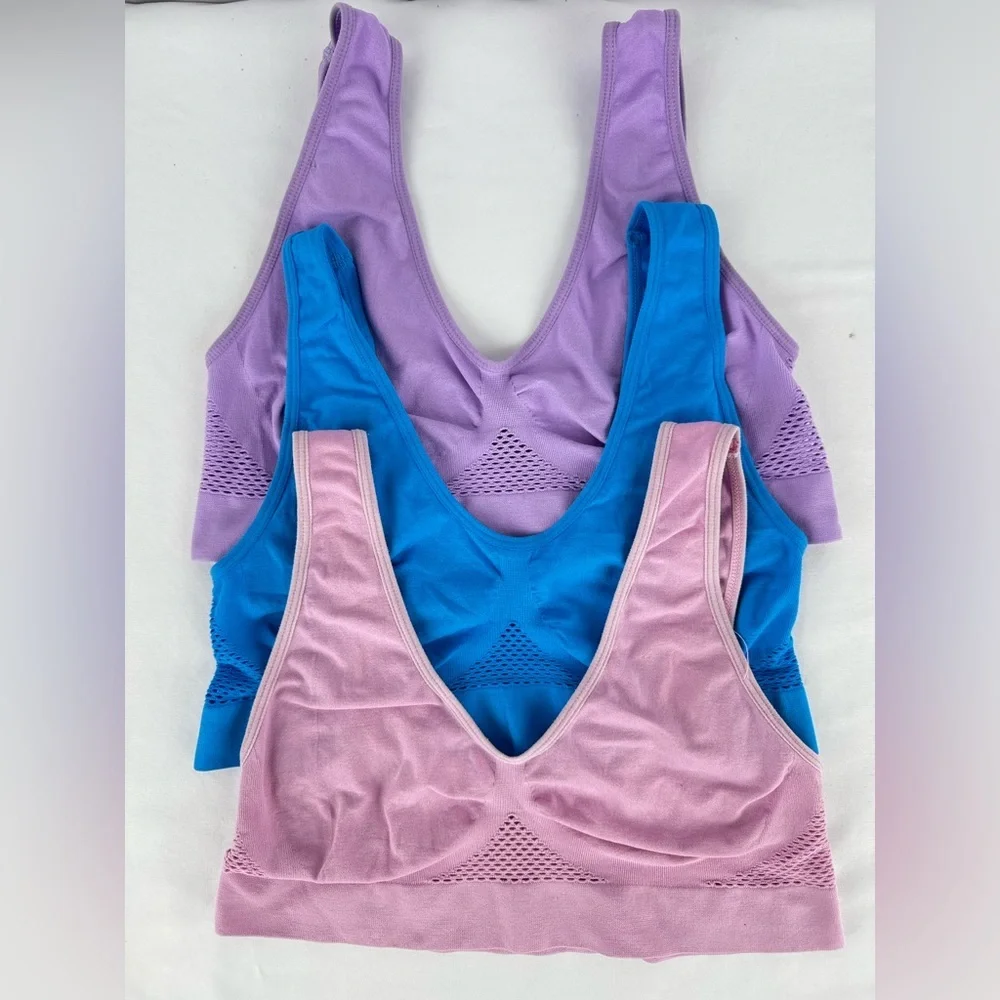 Set of 3 Temu Pull On Sports Bras Fits 42DDD-46D - Picture 1 of 8